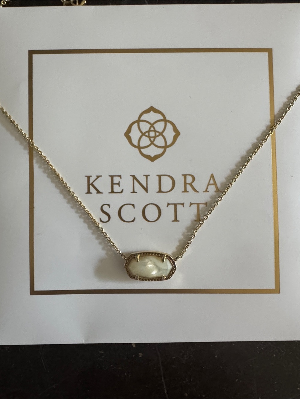 Kendra Scott Gold Necklace with Cream Stone